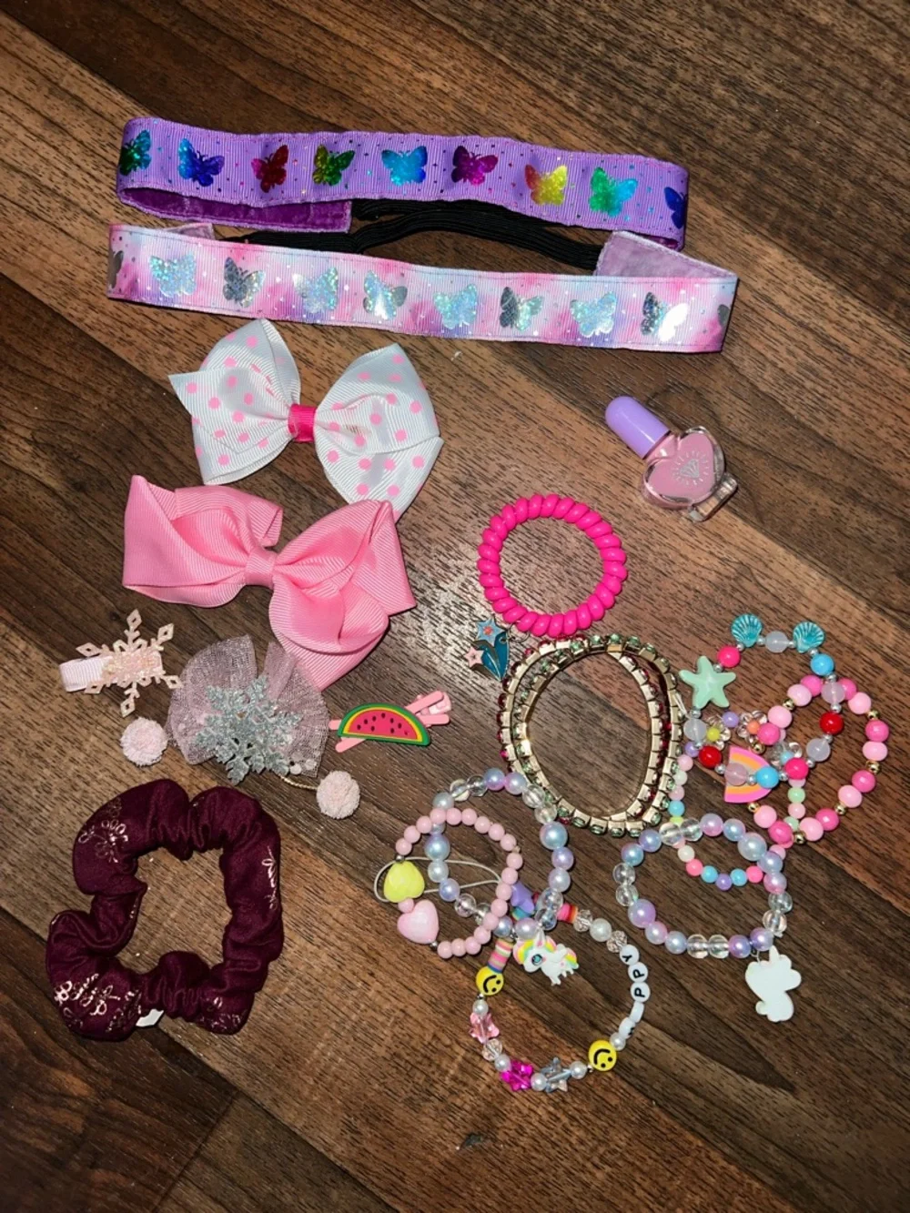 Kids Purple and Pink Butterfly Hairbands & Jewelry Set